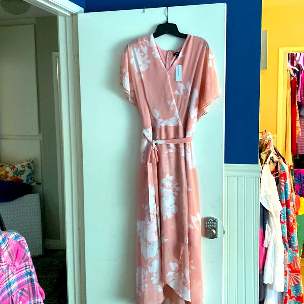 Lane Bryant dusty rose and white tea lenth dress